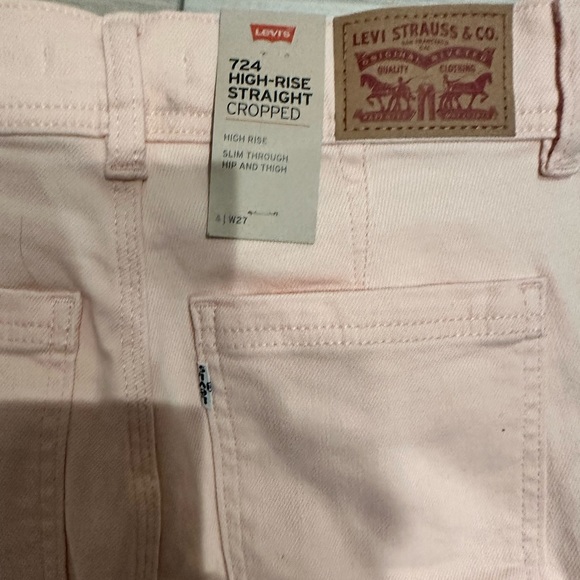 Levi’s Denim 724 High Rise Slim Straight Cropped Jeans Natural Light Peach 27 - Picture 6 of 7